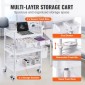 VEVOR 3 Tiers Lab Carts, Lab Utility Cart με 3 Trays & 4 Silent Wheels, Mobile Medical Cart with PP Material, Lab Rolling Cart with 3 Trash Cans for Lab, Clinic, Hospital, Salon, White