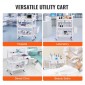 VEVOR 3 Tiers Lab Carts, Lab Utility Cart με 3 Trays & 4 Silent Wheels, Mobile Medical Cart with PP Material, Lab Rolling Cart with 3 Trash Cans for Lab, Clinic, Hospital, Salon, White