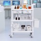 VEVOR 3 Tiers Lab Carts, Lab Utility Cart με 3 Trays & 4 Silent Wheels, Mobile Medical Cart with PP Material, Lab Rolling Cart with 3 Trash Cans for Lab, Clinic, Hospital, Salon, White