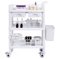 VEVOR 3 Tiers Lab Carts, Lab Utility Cart με 3 Trays & 4 Silent Wheels, Mobile Medical Cart with PP Material, Lab Rolling Cart with 3 Trash Cans for Lab, Clinic, Hospital, Salon, White