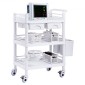VEVOR 3 Tiers Lab Carts, Lab Utility Cart με 3 Trays & 4 Silent Wheels, Mobile Medical Cart with PP Material, Lab Rolling Cart with 3 Trash Cans for Lab, Clinic, Hospital, Salon, White