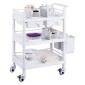 VEVOR 3 Tiers Lab Carts, Lab Utility Cart με 3 Trays & 4 Silent Wheels, Mobile Medical Cart with PP Material, Lab Rolling Cart with 3 Trash Cans for Lab, Clinic, Hospital, Salon, White