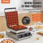 VEVOR Mini Dutch Pancake Maker, 25 ΤΕΜ. 43mm Διάμετρος Dorayaki Baker Machine, 1700W Εμπορική Ηλεκτρική Γκριλ Poffertjes, Αντικολλητικό Ανοξείδωτο Ατσάλι, Temp & Time Control, για οικιακή κουζίνα Εστιατόριο