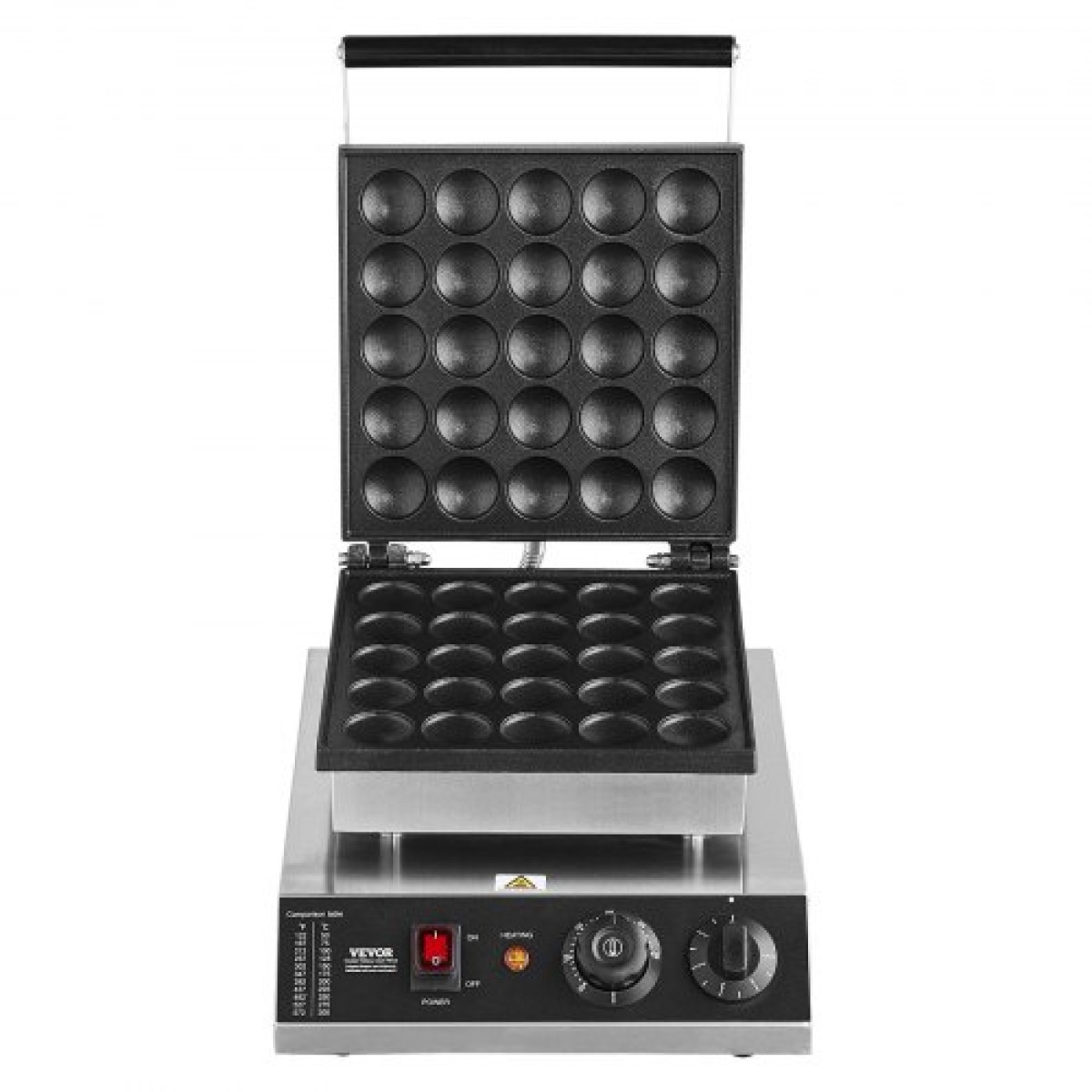 VEVOR Mini Dutch Pancake Maker, 25 ΤΕΜ. 43mm Διάμετρος Dorayaki Baker Machine, 1700W Εμπορική Ηλεκτρική Γκριλ Poffertjes, Αντικολλητικό Ανοξείδωτο Ατσάλι, Temp & Time Control, για οικιακή κουζίνα Εστιατόριο