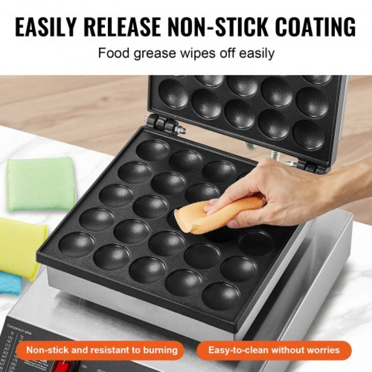 VEVOR Mini Dutch Pancake Maker, 25 ΤΕΜ. 43mm Διάμετρος Dorayaki Baker Machine, 1700W Εμπορική Ηλεκτρική Γκριλ Poffertjes, Αντικολλητικό Ανοξείδωτο Ατσάλι, Temp & Time Control, για οικιακή κουζίνα Εστιατόριο