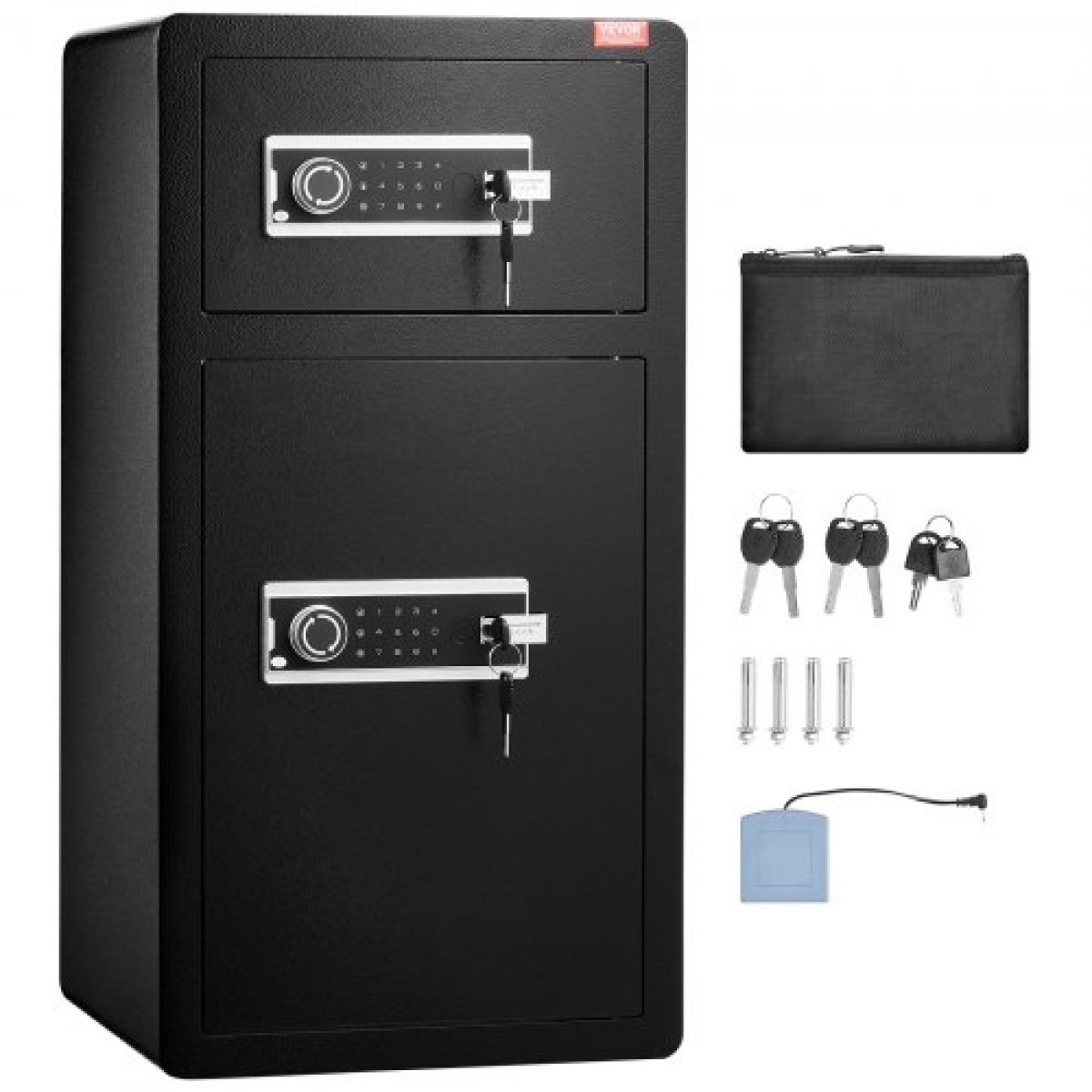 VEVOR Double Doors 5,5 cu.ft Χρηματοκιβώτιο με κλειδαριά & κωδικό πρόσβασης, Θυρίδα ασφαλείας με πυρίμαχη τσάντα, ράφι για μπρελόκ, φως LED, 2 ρυθμιζόμενο ύψος και αφαιρούμενο διαχωριστικό και 1 ντουλάπι για χρήματα, έγγραφα, κοσμήματα και αντικείμενα