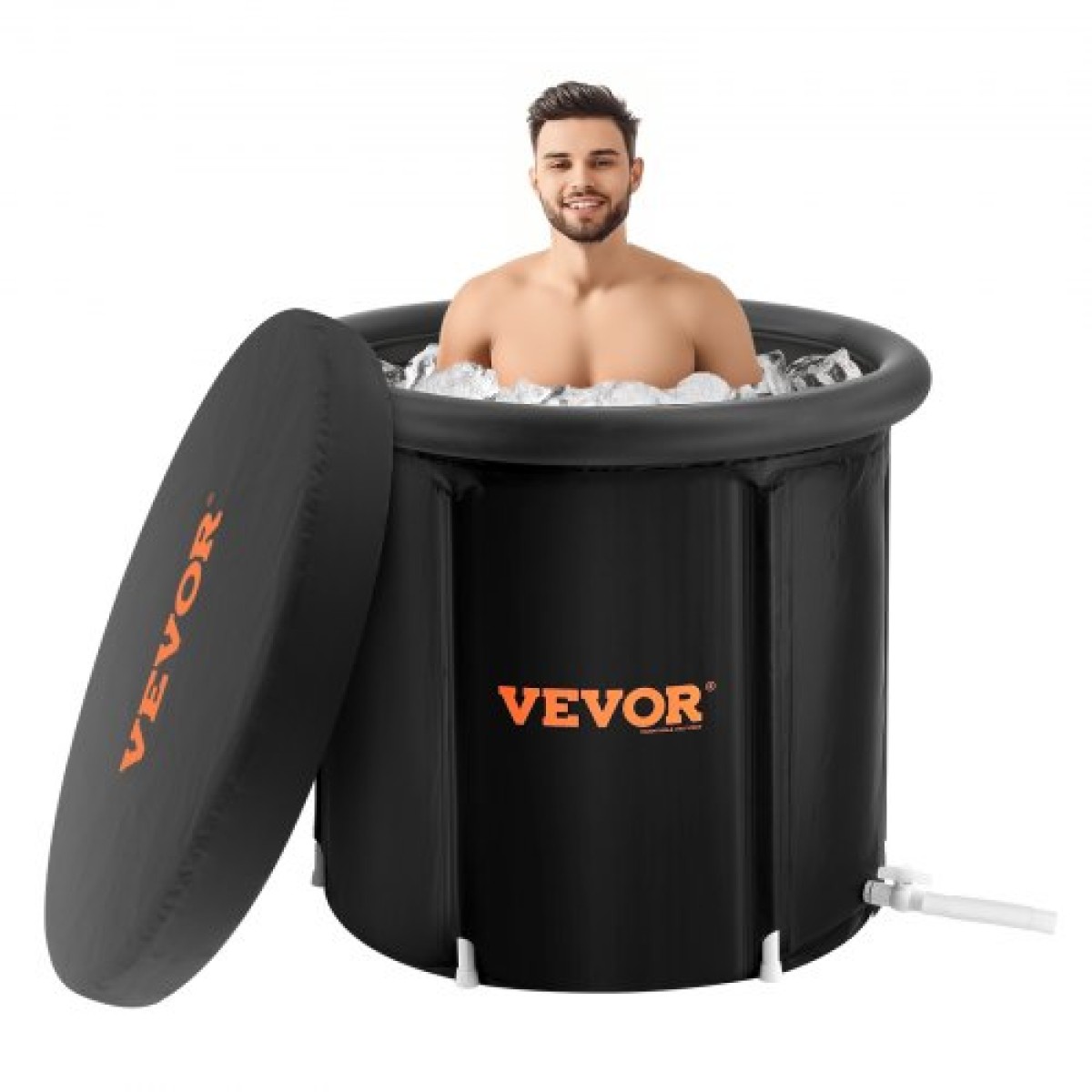 VEVOR Ice Bath Bath, 90 cm Long Cold Water Therapy Plunge Bath for Athletes, Φορητή εξωτερική πισίνα με βαρέλι πάγου για ανάκτηση, φουσκωτή πτυσσόμενη μπανιέρα 370L με κάλυμμα, παγοθήκη σπιτιού για ενήλικες