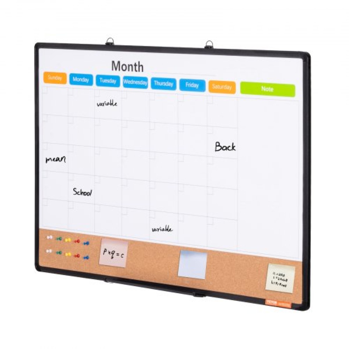 VEVOR 36"x 24" Μηνιαίο ημερολόγιο Whiteboard & Cork Combo με πλαίσιο αλουμινίου – Πίνακας ανακοινώσεων με μαγνητική ξηρή διαγραφή 2-σε-1 για βάση τοίχου – Ιδανικό για σχολείο, σπίτι, γραφείο