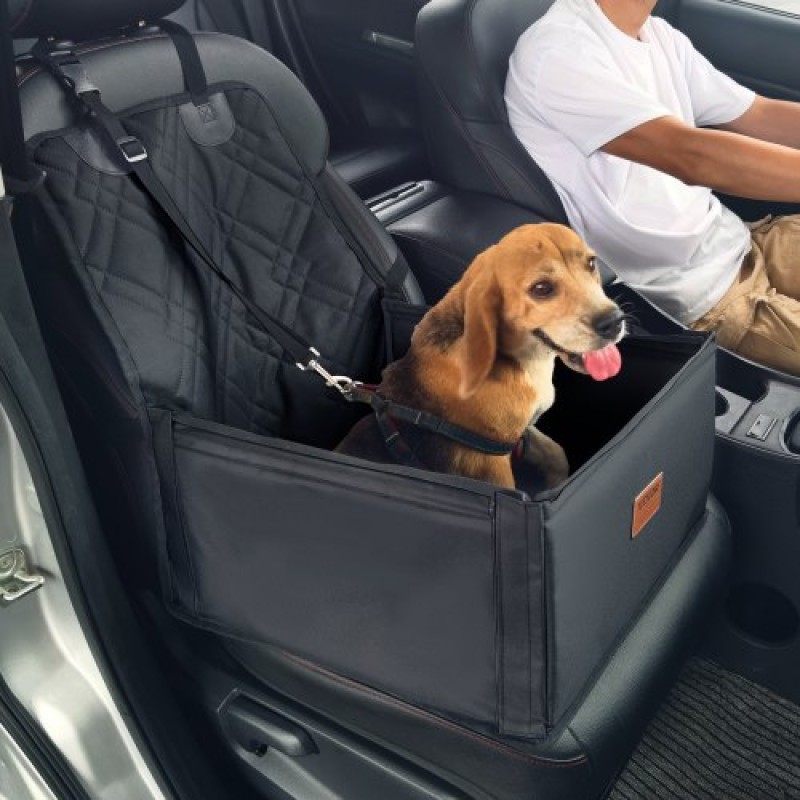 Κάθισμα αυτοκινήτου VEVOR Dog, Κάθισμα Dog Booster για Αυτοκίνητο με Πλαίσιο Στήριξης, Κάθισμα αυτοκινήτου για κατοικίδια με λουρί ασφαλείας με κλιπ, Βαμβακερό γέμισμα, Κρεβάτι αυτοκινήτου σκύλου για μικρό σκύλο έως 26 λίβρες, Μαύρο