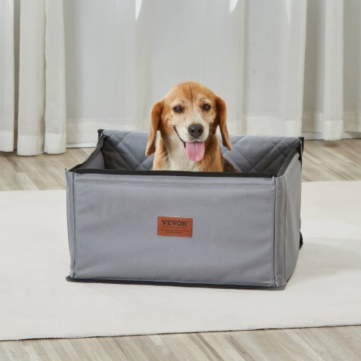 Κάθισμα αυτοκινήτου VEVOR Dog, Booster Κάθισμα για Αυτοκίνητο με Πλαίσιο Στήριξης, Κάθισμα αυτοκινήτου κατοικίδιων ζώων με λουρί ασφαλείας με κλιπ, Βαμβακερό γέμισμα, Κρεβάτι αυτοκινήτου σκύλου για μικρό σκύλο έως 26 λίβρες, Γκρι