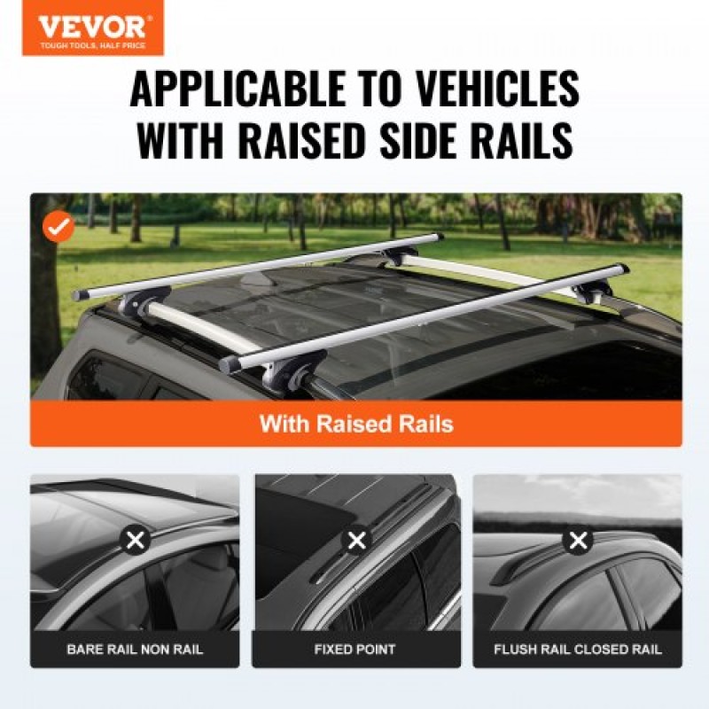 VEVOR Universal Roof Rack Crossbar 135,1 cm μήκος για όχημα με υπερυψωμένη πλαϊνή ράγα