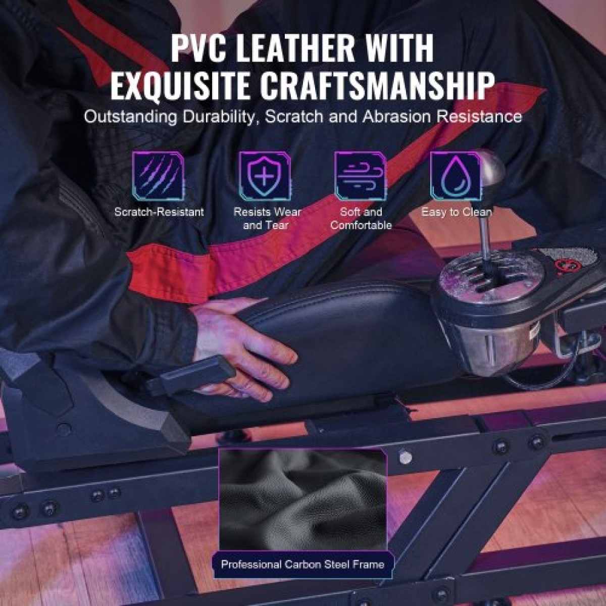 VEVOR Racing Wheel Stand For Logitech G923/G920/G29, Heavy Duty Steel Driving Simulator Cockpit-Thrustmaster T248P, Ρυθμιζόμενο ύψος και γωνία πεντάλ ποδιού στηρίγματος τιμονιού, Μέγιστο φορτίο 330 LBS Compact