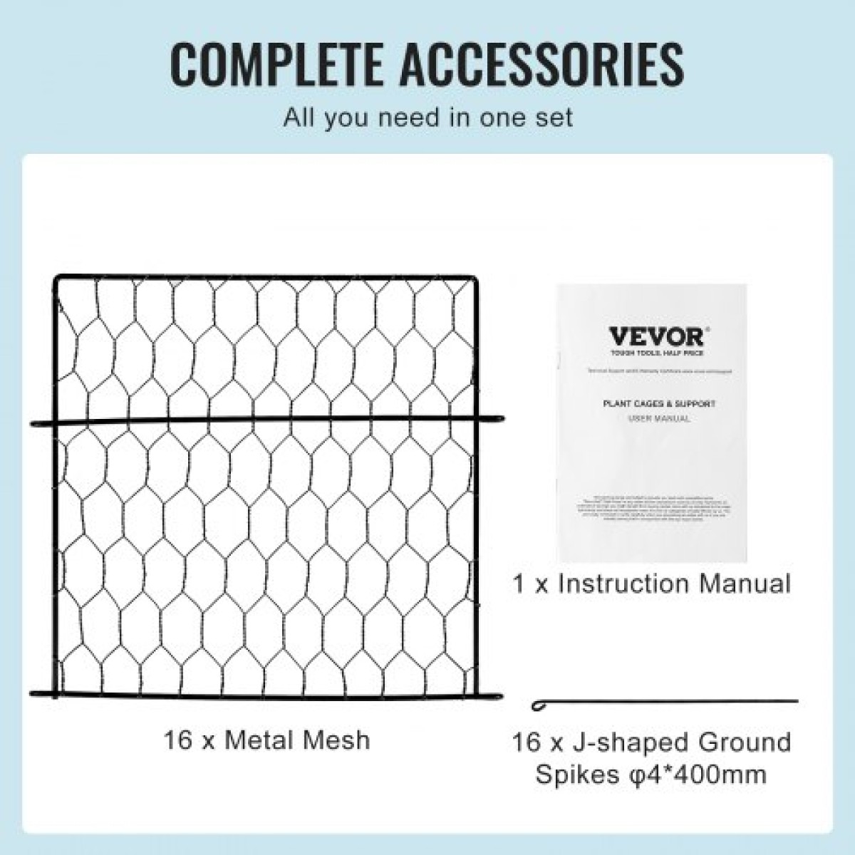VEVOR 4 Pack Plant Protector from Animals, 13,4'' x 13,4'' Chicken Wire Protect Plant Protector, Plant Clear for Outdoor Plant, λουλούδια & λαχανικά, Keeps Bunny Chicken Squirrels Out, 16τμχ Μεταλλικό Πλέγμα