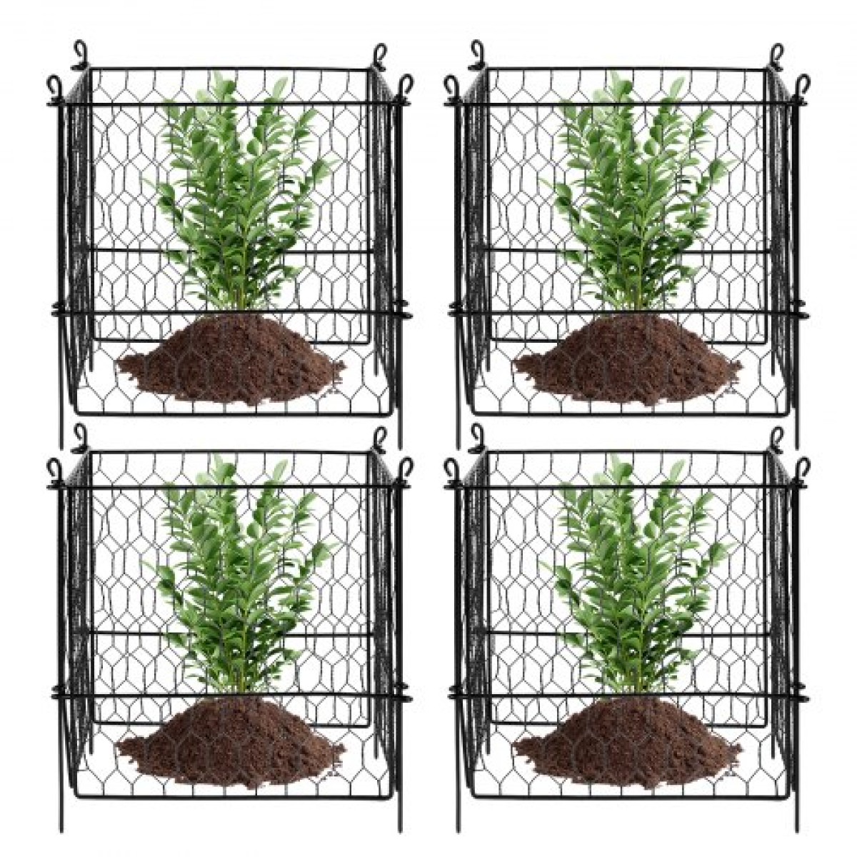 VEVOR 4 Pack Plant Protector from Animals, 13,4'' x 13,4'' Chicken Wire Protect Plant Protector, Plant Clear for Outdoor Plant, λουλούδια & λαχανικά, Keeps Bunny Chicken Squirrels Out, 16τμχ Μεταλλικό Πλέγμα