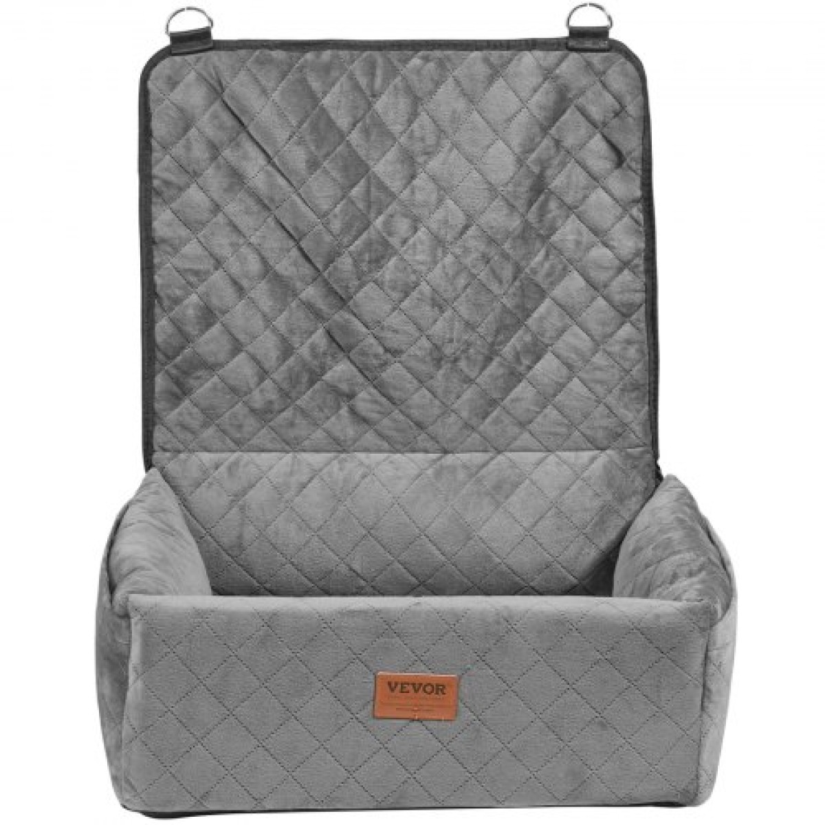 Κάθισμα αυτοκινήτου VEVOR Dog, Dog Booster Seat για αυτοκίνητο με τσέπη αποθήκευσης, λουρί ασφαλείας με κλιπ, γέμιση από σφουγγάρι και PP βαμβακερό, κρεβάτι αυτοκινήτου σκύλου για μικρό και μεσαίο σκύλο έως 40 λίβρες, γκρι