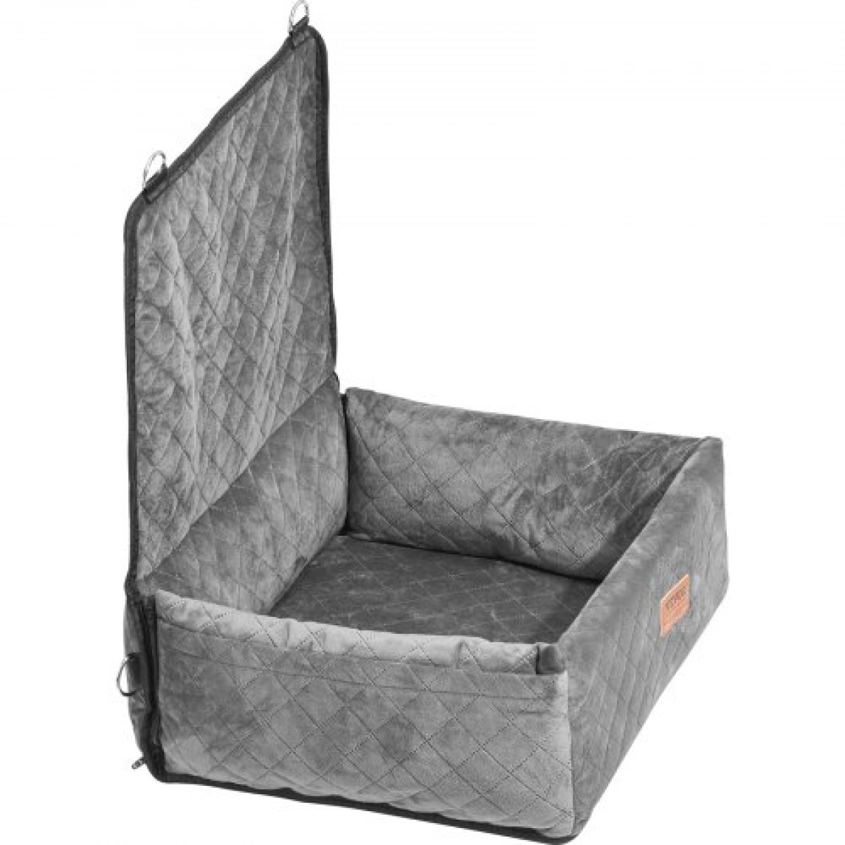 Κάθισμα αυτοκινήτου VEVOR Dog, Dog Booster Seat για αυτοκίνητο με τσέπη αποθήκευσης, λουρί ασφαλείας με κλιπ, γέμιση από σφουγγάρι και PP βαμβακερό, κρεβάτι αυτοκινήτου σκύλου για μικρό και μεσαίο σκύλο έως 40 λίβρες, γκρι