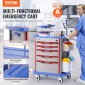 VEVOR 5 Tiers Lab Carts, Lab Utility Cart με 5 συρτάρια & 4 Silent Wheels, Mobile ιατρικό καρότσι με υλικό PP, Lab Rolling Cart με 2 δοχεία απορριμμάτων για εργαστήριο, κλινική, νοσοκομείο, σαλόνι, μπλε
