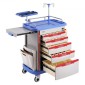 VEVOR 5 Tiers Lab Carts, Lab Utility Cart με 5 συρτάρια & 4 Silent Wheels, Mobile ιατρικό καρότσι με υλικό PP, Lab Rolling Cart με 2 δοχεία απορριμμάτων για εργαστήριο, κλινική, νοσοκομείο, σαλόνι, μπλε