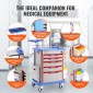 VEVOR 5 Tiers Lab Carts, Lab Utility Cart με 5 συρτάρια & 4 Silent Wheels, Mobile ιατρικό καρότσι με υλικό PP, Lab Rolling Cart με 2 δοχεία απορριμμάτων για εργαστήριο, κλινική, νοσοκομείο, σαλόνι, μπλε