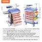 VEVOR 5 Tiers Lab Carts, Lab Utility Cart με 5 συρτάρια & 4 Silent Wheels, Mobile ιατρικό καρότσι με υλικό PP, Lab Rolling Cart με 2 δοχεία απορριμμάτων για εργαστήριο, κλινική, νοσοκομείο, σαλόνι, μπλε