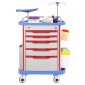 VEVOR 5 Tiers Lab Carts, Lab Utility Cart με 5 συρτάρια & 4 Silent Wheels, Mobile ιατρικό καρότσι με υλικό PP, Lab Rolling Cart με 2 δοχεία απορριμμάτων για εργαστήριο, κλινική, νοσοκομείο, σαλόνι, μπλε