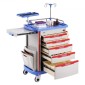 VEVOR 5 Tiers Lab Carts, Lab Utility Cart με 5 συρτάρια & 4 Silent Wheels, Mobile ιατρικό καρότσι με υλικό PP, Lab Rolling Cart με 2 δοχεία απορριμμάτων για εργαστήριο, κλινική, νοσοκομείο, σαλόνι, μπλε