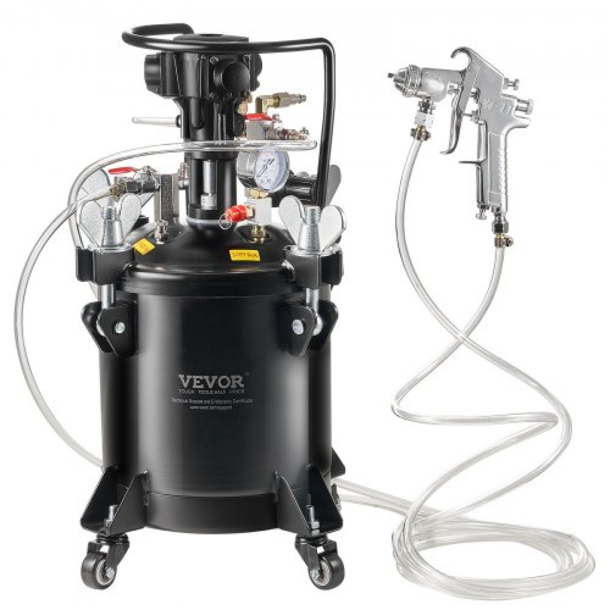 Δοχείο πίεσης βαφής VEVOR, 10 L/2,5 gal Πλήρως αυτόματο δοχείο δοχείου πίεσης ανάδευσης, Ρυθμιζόμενη πίεση 70 psi, δοχείο βαφής δοχείου πίεσης με πιστόλι και σωλήνες ψεκασμού, για βάψιμο βιομηχανικής διακόσμησης σπιτιού