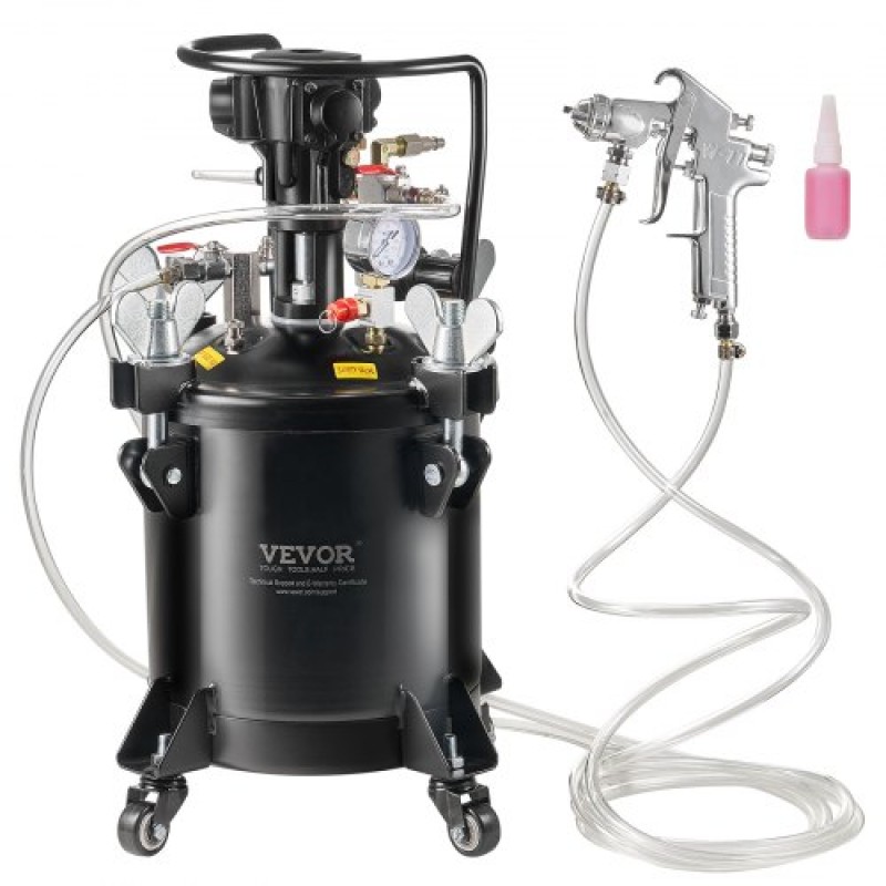 Δοχείο πίεσης βαφής VEVOR, 10 L/2,5 gal Πλήρως αυτόματο δοχείο δοχείου πίεσης ανάδευσης, Ρυθμιζόμενη πίεση 70 psi, δοχείο βαφής δοχείου πίεσης με πιστόλι και σωλήνες ψεκασμού, για βάψιμο βιομηχανικής διακόσμησης σπιτιού