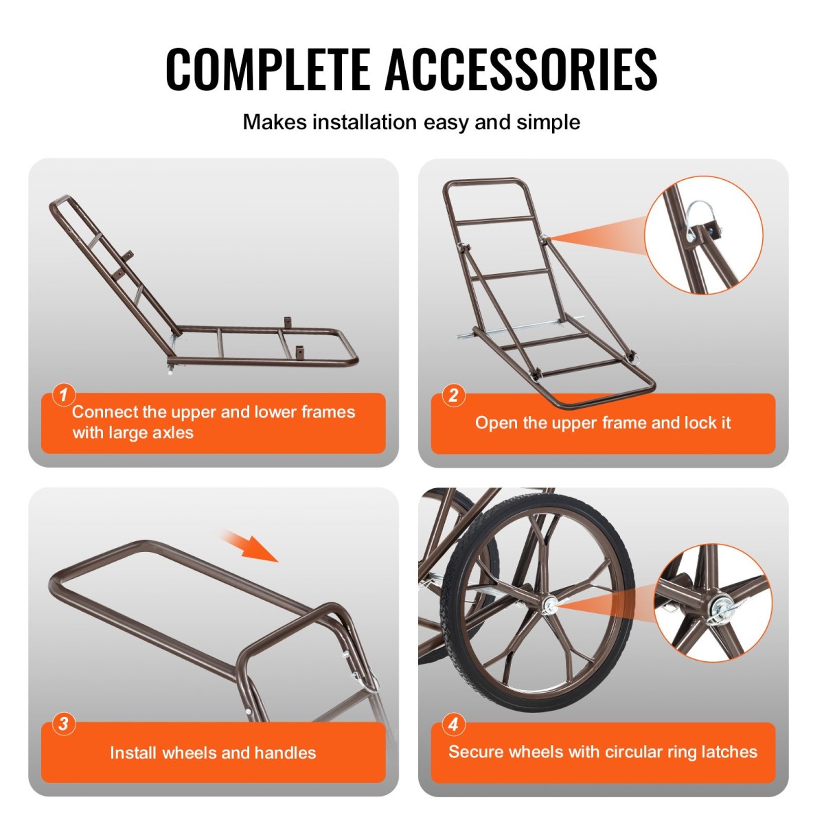 VEVOR Deer Cart, 500 LBS Capacity Folding Cart, Deer Cart Game Hauler με μεγάλο ελαστικό τροχό 17" & εργονομική λαβή, αξεσουάρ βαρέως τύπου καροτσιού παιχνιδιού, βοηθητικό εξοπλισμό Dolly για κυνήγι Ψάρεμα Πεζοπορίας