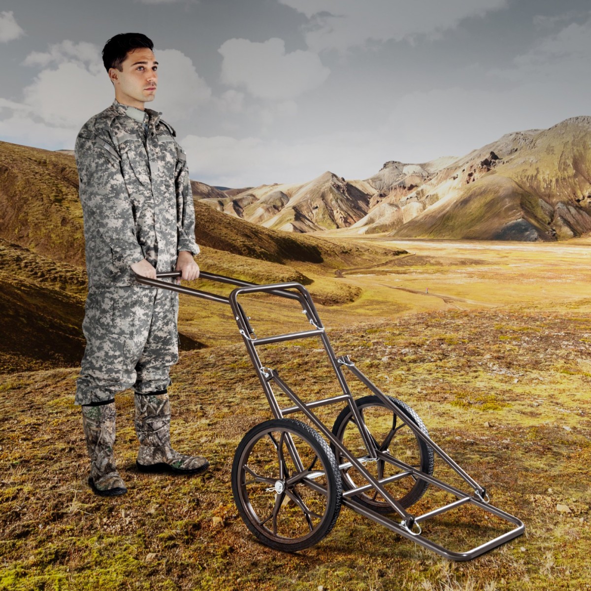 VEVOR Deer Cart, 500 LBS Capacity Folding Cart, Deer Cart Game Hauler με μεγάλο ελαστικό τροχό 17" & εργονομική λαβή, αξεσουάρ βαρέως τύπου καροτσιού παιχνιδιού, βοηθητικό εξοπλισμό Dolly για κυνήγι Ψάρεμα Πεζοπορίας