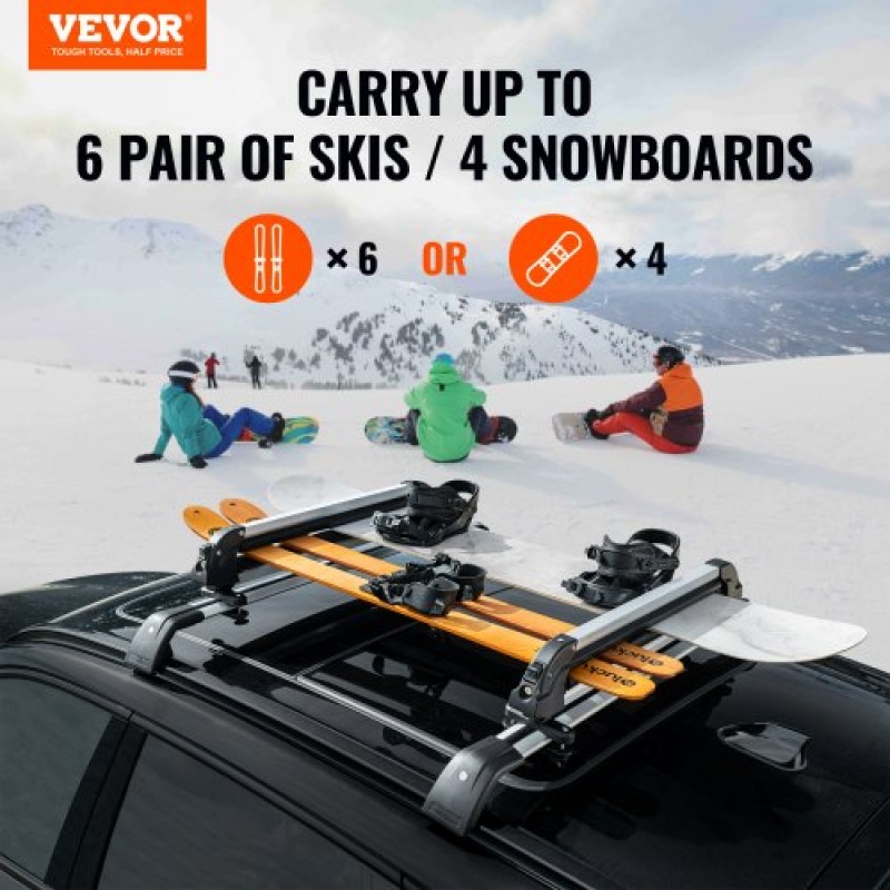 VEVOR Ski Snowboard Rack Roof 80,5 cm Universal Ski Rack for Car Roof with Lock