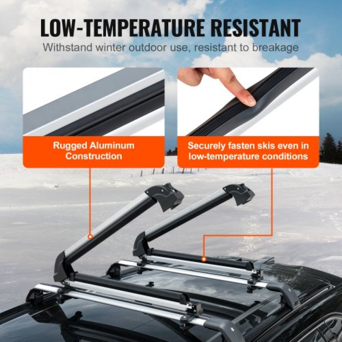 VEVOR Ski Snowboard Rack Roof 80,5 cm Universal Ski Rack for Car Roof with Lock