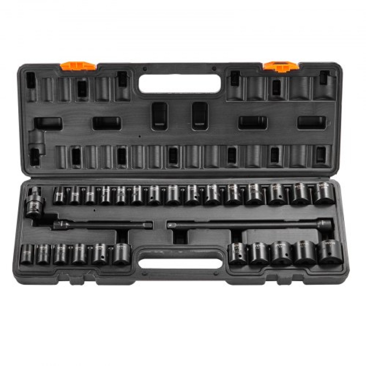 VEVOR 3/8" Drive Impact Socket Set, 29 Piece Shallow Socket Set SAE 3/8"-1" and Metric 8-22mm, 6 Point CR-V Alloy Steel for Auto Repair, Ευανάγνωστα σημάδια μεγέθους, στιβαρή κατασκευή, θήκη αποθήκευσης