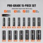 VEVOR 3/8" Drive Impact Socket Set, 15 Piece Deep Socket Set Metric 8-22mm, 6 Point Cr-Mo Alloy Steel for Auto Repair, Ευανάγνωστα σημάδια μεγέθους, στιβαρή κατασκευή, περιλαμβάνει θήκη αποθήκευσης