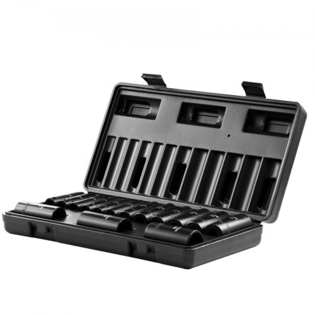VEVOR 3/8" Drive Impact Socket Set, 15 Piece Deep Socket Set Metric 8-22mm, 6 Point Cr-Mo Alloy Steel for Auto Repair, Ευανάγνωστα σημάδια μεγέθους, στιβαρή κατασκευή, περιλαμβάνει θήκη αποθήκευσης