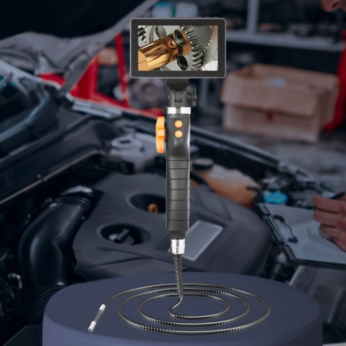 VEVOR Αρθρωτό Borescope Camera με φως, αμφίδρομη αρθρωτή κάμερα ενδοσκοπίου επιθεώρησης με μικροσκοπικό φακό 6,4mm, οθόνη 5" IPS 1080P HD, 8X Zoom, 8 LED Light Camera για Auto, Υδραυλικά (4,9 FT）