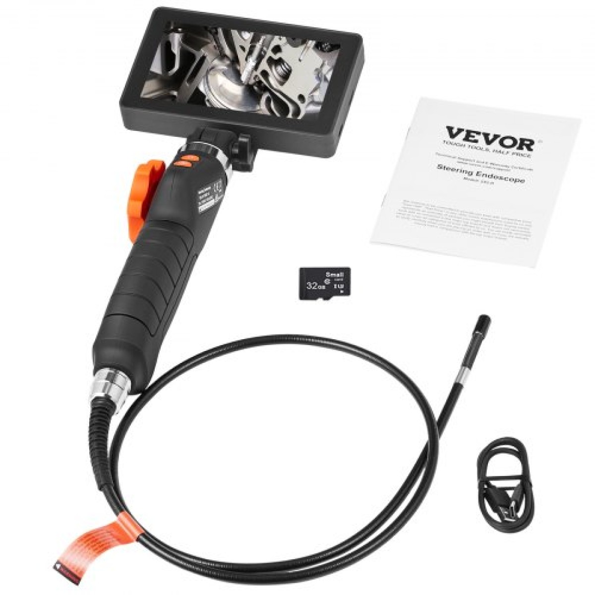 VEVOR Αρθρωτό Borescope Camera με φως, αμφίδρομη αρθρωτή κάμερα ενδοσκοπίου επιθεώρησης με μικροσκοπικό φακό 6,4mm, οθόνη 5" IPS 1080P HD, 8X Zoom, 8 LED Light Camera για Auto, Υδραυλικά (4,9 FT）
