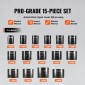 VEVOR 3/8" Drive Impact Socket Set, 15 Piece Ultra-Short Socket Set Metric 10-24mm, 6 Point Cr-Mo Alloy Steel for Auto Repair, Εύκολα στην ανάγνωση σημάνσεις μεγέθους, Ανθεκτική κατασκευή, Socket Organizer