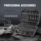 VEVOR 1/4" Drive Impact Socket Set, 55 Piece Deep & Shallow Socket Set SAE 5/32"-9/16" and Metric 4-15mm, 6 Point CR-V Alloy Steel for Auto Repair, Εύκολα στην ανάγνωση ενδείξεις μεγέθους, θήκη αποθήκευσης