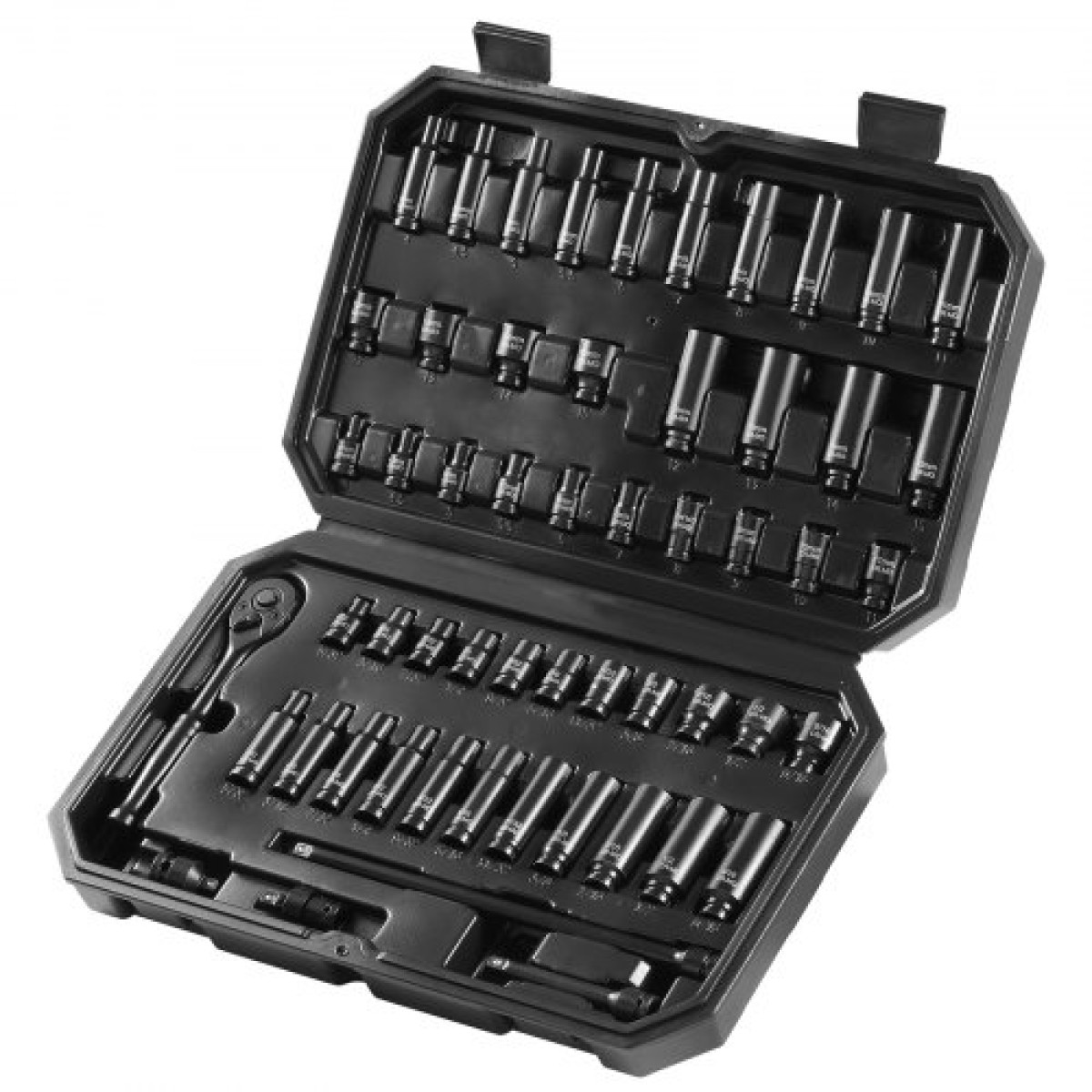 VEVOR 1/4" Drive Impact Socket Set, 55 Piece Deep & Shallow Socket Set SAE 5/32"-9/16" and Metric 4-15mm, 6 Point CR-V Alloy Steel for Auto Repair, Εύκολα στην ανάγνωση ενδείξεις μεγέθους, θήκη αποθήκευσης