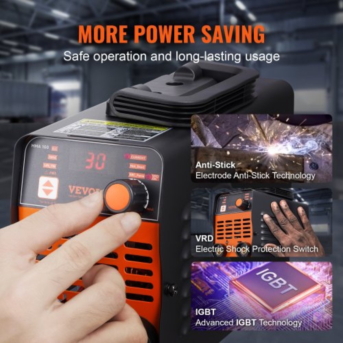 VEVOR 220V Stick Welder, 160A ARC/Lift TIG Welding Machine with Large LED Display, 2-in-1 Portable Stick Welding Machine with Hot Start Arc Force Anti-Stick VRD, MMA ARC Welder Machine, Welding