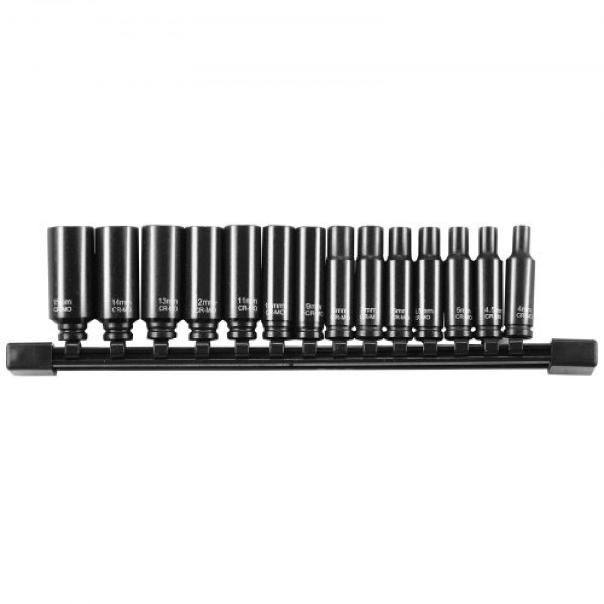 VEVOR 1/4" Drive Impact Socket Set, 14 Piece Deep Socket Set Metric 4-15mm, 6 Point Cr-Mo Alloy Steel for Auto Repair, Ευανάγνωστα σημάδια μεγέθους, Ανθεκτική κατασκευή, Socket Organizer