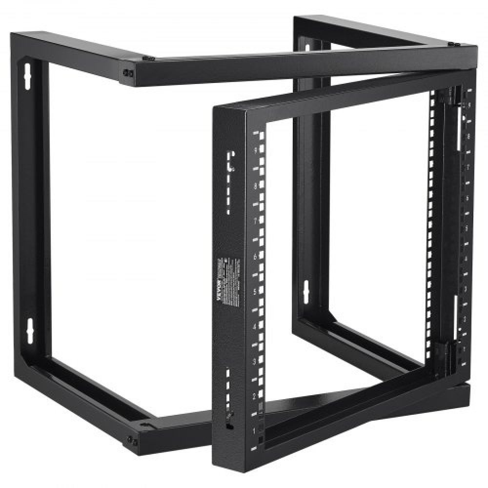 Βάση επιτοίχιας βάσης VEVOR 9U 150 lbs/68,04 kg Δικτυακό ράφι διακομιστή ανοιχτού πλαισίου Μαύρο 530x450x520 mm
