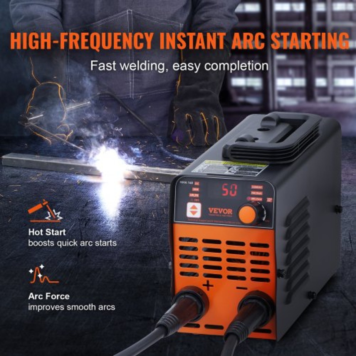 VEVOR 220V Stick Welder, 140A ARC/Lift TIG Welding Machine with Large LED Display, 2-in-1 Portable Stick Welding Machine with Hot Start Arc Force Anti-Stick VRD, MMA ARC Welder Machine for Welding
