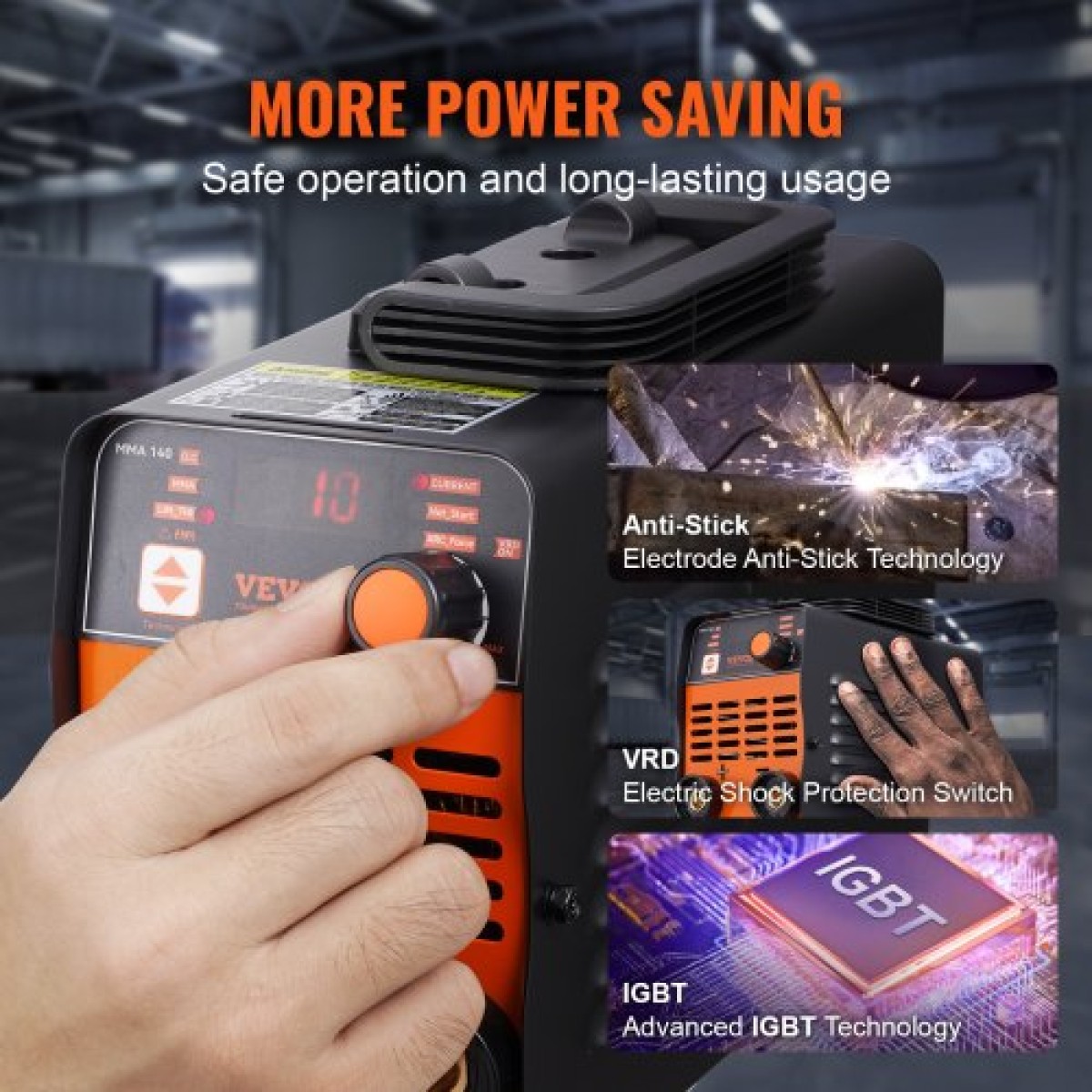 VEVOR 220V Stick Welder, 140A ARC/Lift TIG Welding Machine with Large LED Display, 2-in-1 Portable Stick Welding Machine with Hot Start Arc Force Anti-Stick VRD, MMA ARC Welder Machine for Welding