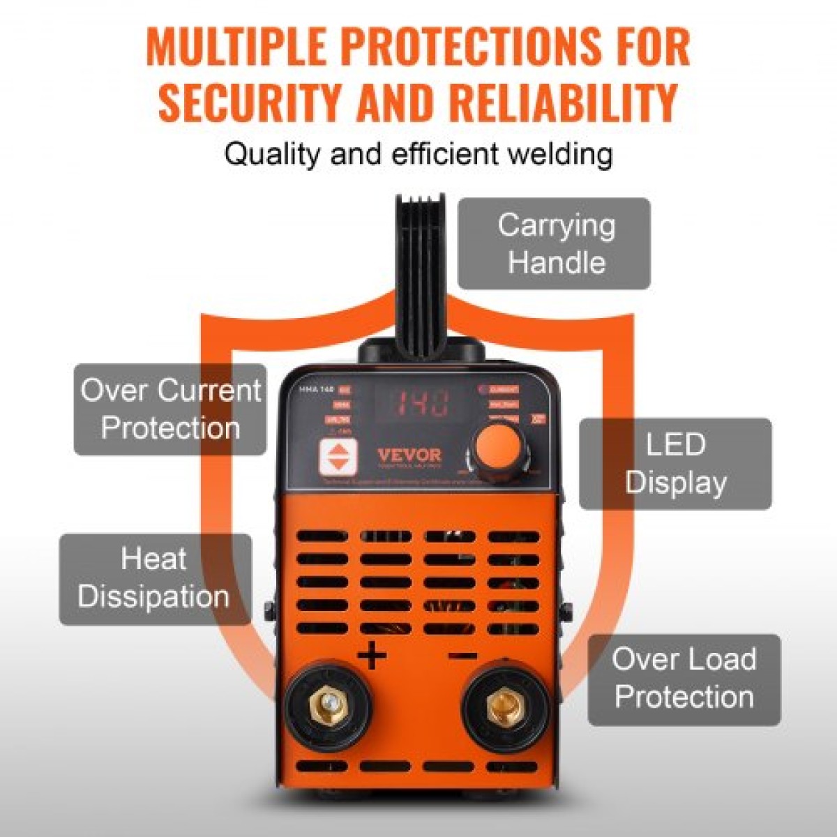 VEVOR 220V Stick Welder, 140A ARC/Lift TIG Welding Machine with Large LED Display, 2-in-1 Portable Stick Welding Machine with Hot Start Arc Force Anti-Stick VRD, MMA ARC Welder Machine for Welding