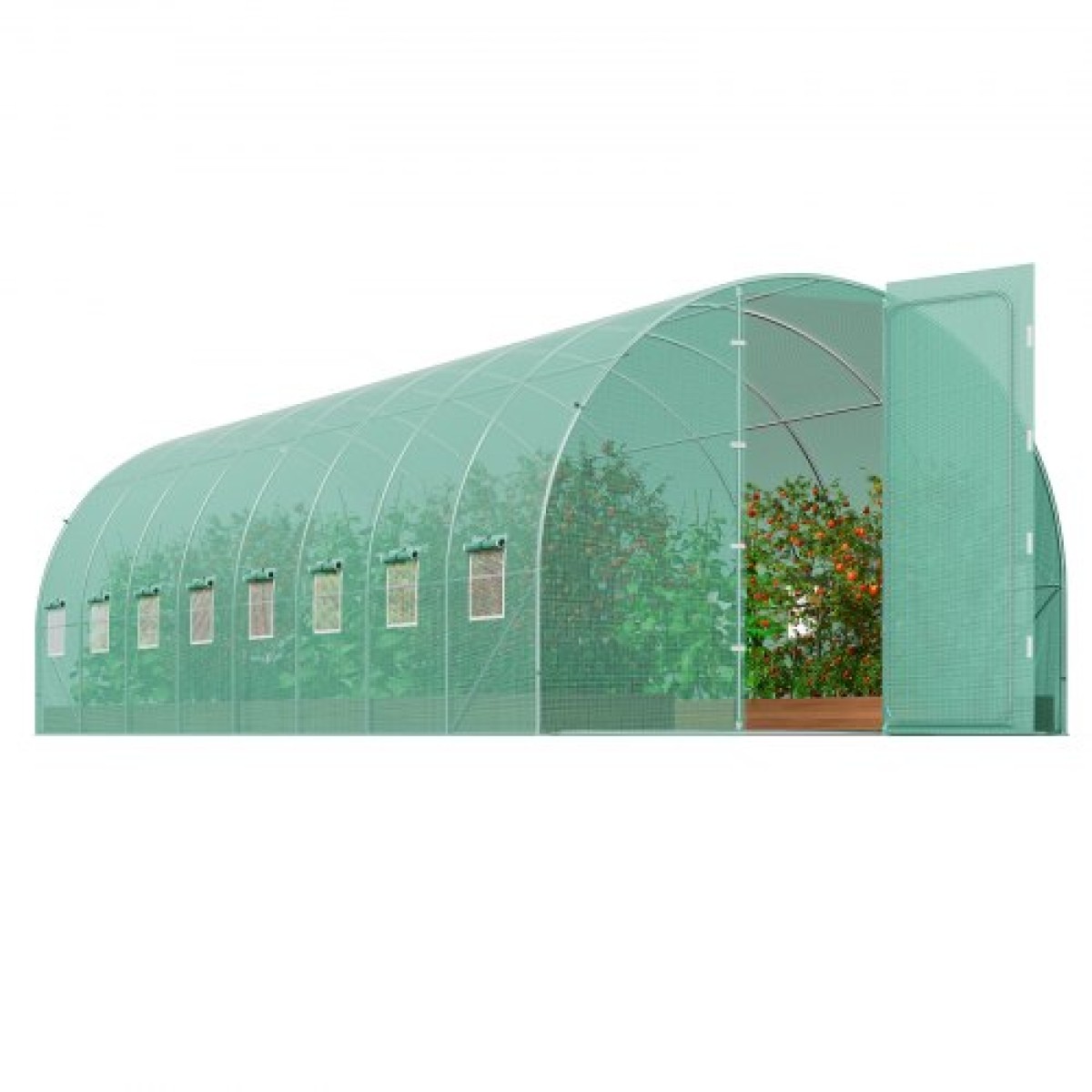 Θερμοκήπιο VEVOR Walk-in Tunnel, 27,4x9,5x7,4 ft Σήραγγα Θερμοκηπίου Hoop House, Plant Hot House με πλαίσιο από γαλβανισμένο χάλυβα, πράσινο κάλυμμα PE, αιωρούμενη πόρτα και 16 αναδιπλούμενα παράθυρα για εξωτερικούς χώρους