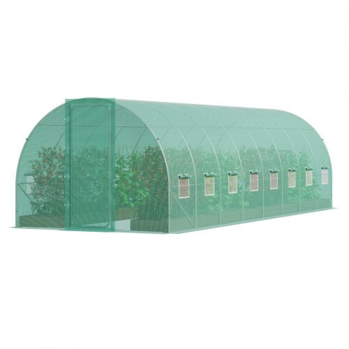Θερμοκήπιο VEVOR Walk-in Tunnel, 27,4x9,5x7,4 ft Σήραγγα Θερμοκηπίου Hoop House, Plant Hot House με πλαίσιο από γαλβανισμένο χάλυβα, πράσινο κάλυμμα PE, αιωρούμενη πόρτα και 16 αναδιπλούμενα παράθυρα για εξωτερικούς χώρους