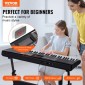 VEVOR 61 Key Digital Keyboard Piano, Φωτιζόμενα Πλήκτρα, Ηλεκτρικό Φορητό Πιάνο με Ρυθμιζόμενη Βάση 600 Tones 500 Rhythms Ενσωματωμένα ηχεία Sustain Pedal Ακουστικά, USB MIDI για αρχάριους