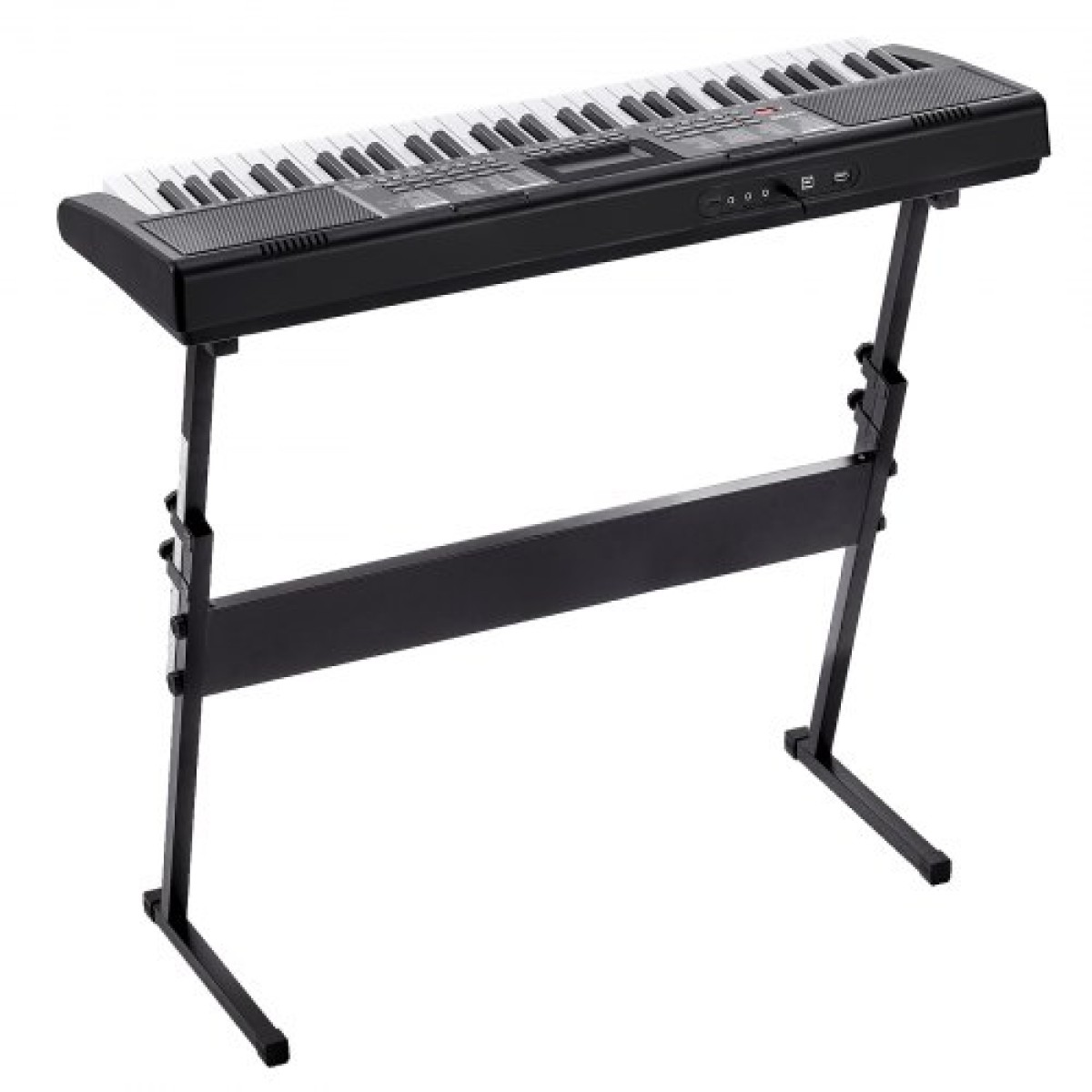VEVOR 61 Key Digital Keyboard Piano, Φωτιζόμενα Πλήκτρα, Ηλεκτρικό Φορητό Πιάνο με Ρυθμιζόμενη Βάση 600 Tones 500 Rhythms Ενσωματωμένα ηχεία Sustain Pedal Ακουστικά, USB MIDI για αρχάριους